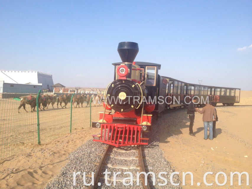 sightseeing train in desert blue sky